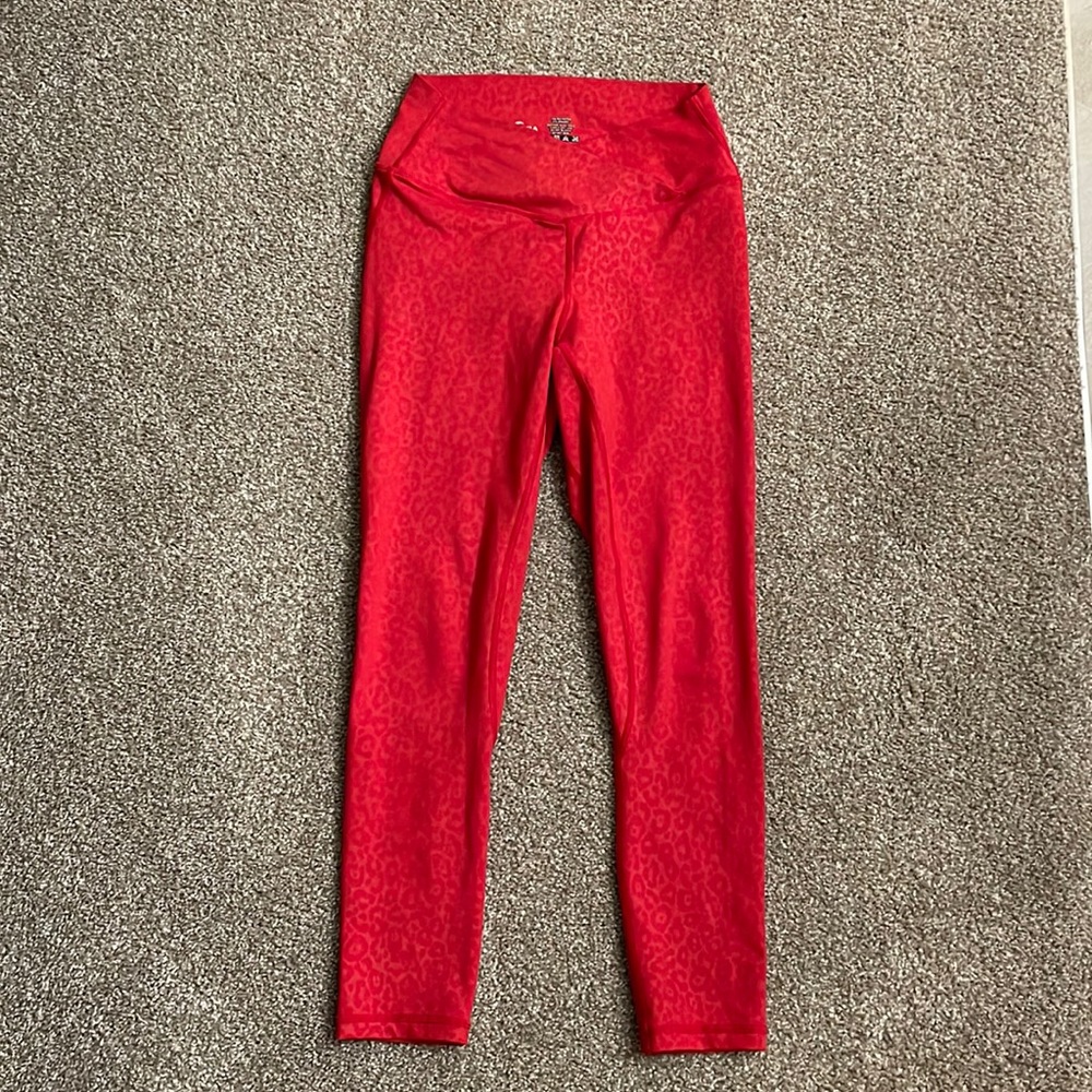 Zyia activewear Red Leopard Scrunchy What Light n Tight Hi-Rise 7/8 24" size 6-8